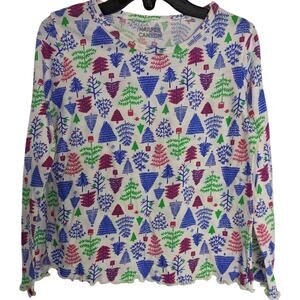 Harper Canyon Kids Long Sleeve Holiday Tree Print Top NEW